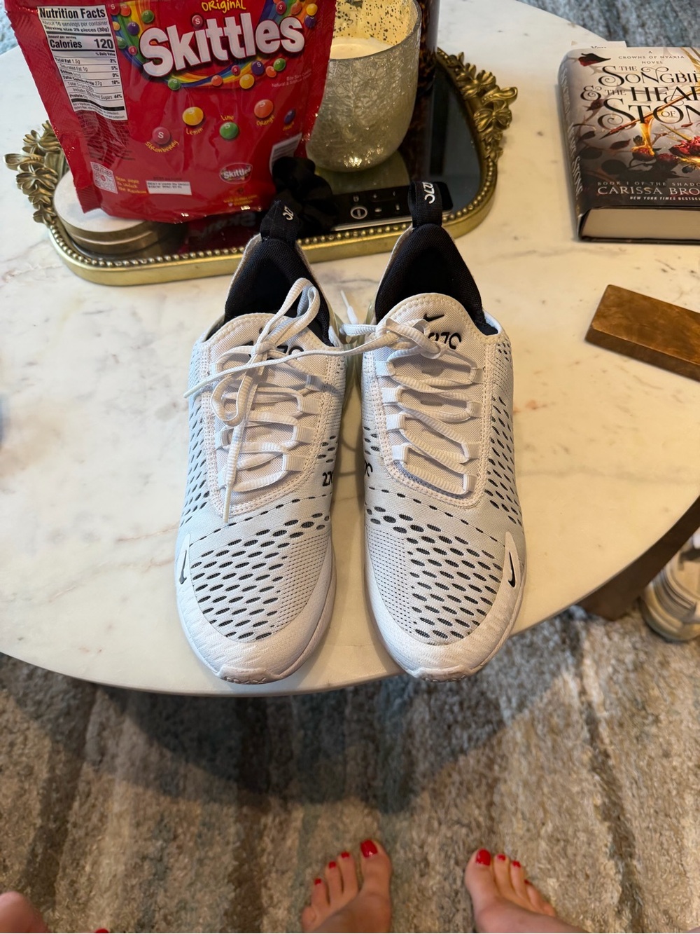 Nike White and Black Air Max 270